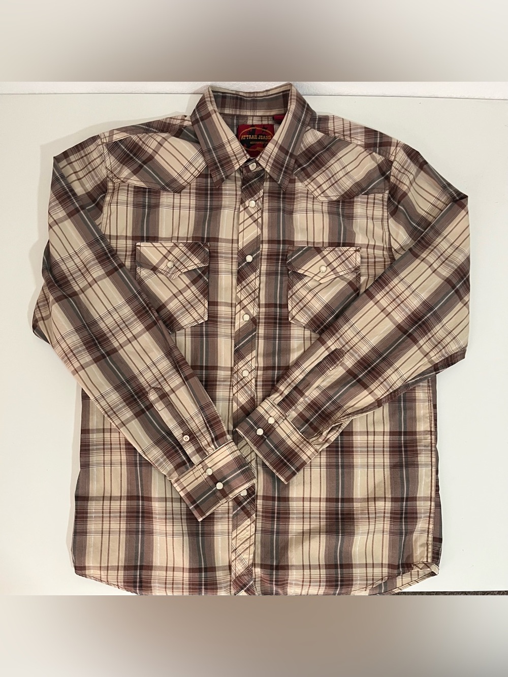 Attrax Jeans Men's Western Heritage Plaid Button-Up Shirt Size L